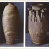 Vase en terre émaillée. H. 422 mm., D. 187 mm. (Chine. Postérieur à la dynastie Han); Vase en terre cuite. H. 310 mm., D. 148 mm. (Chine. Postérieur à la dynastie Han)