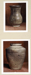 Petit vase en terre émaillée. H. 121 mm., D. 82 mm. (Chine. Début de la dynastie Soung); Vase finéraire en terre émaillée*. H. 135 mm., D. 110 mm. (Chine. Dynastie Soung).