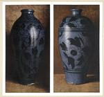 Vase en terre émaillée. H. 330 mm., D. 154 mm. (Chine. Dynastie Soung); Vase en terre émaillée. H. 360 mm., D. 170 mm. (Chine. Dynastie Soung)