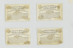 Cards depicting women outside using parasols, fans and in the rain using an umbrella.