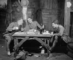 L to R: Henry Wenman (2nd. Lt. Trotter), Colin Keith-Johnston (Capt. Stanhope) and Jack Hawkins (2nd. Lt. Hibbert).