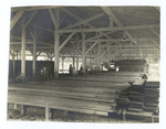 Modern saw mill, interior view. Lumber here moves along on chains.
