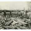 Breaking log jam on Gallatin River, Gallatin County, Montana