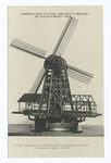 Moulin à vent à la hollandaise commandant une scierie et tournant sur galets.