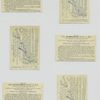 Trade cards depicting jars of meat, jesters, women in bug costumes, a man painting steaming food and men with meat jar bodies.
