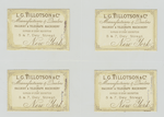 Trade cards depicting boys playing brass instruments, a toy rabbit, rifle, canteen and walking stick.