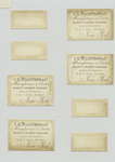 Trade cards depicting flowers, berries, baskets of fruit, a dog and telephones : poles and lines.