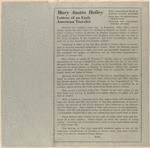 Letters of an early American traveller, Mary Austin Holley, 1784-1846.