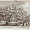 Gezicht op den Tarras naar 't oude Hof, ny de Rustplaets of Paviljoen, over de cascade van Narcissus