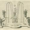 Fountain with centerpiece of nude female figure kneeling on pedestal