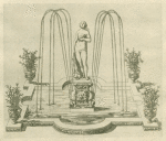 Fountain with centerpiece of nude female figure on a pedestal