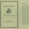 Thackeray, a critical portrait.