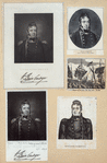 A sheet with four portraits of William Bainbridge and a naval battle scene.