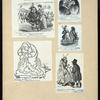 A sheet with five caricatures of Honoré de Balzac.