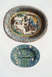 1. La creation de la femme ; 2. Petit plat à reptile, Musée du Louvre.