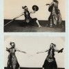 Battle dances, Mangkunagaran and Kraton, Surakarta: Practicing horsemen with training sticks and shields in the Wireng dance "Bandalaja" (also spelled "Bandajoeda" on one photo), Solo