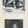 Woman offering plate of food to man sitting by hearth smoking