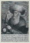 Bearded man with fur hat and collar, smoking and drinking