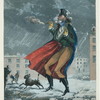 Man smoking cigar in snow storm