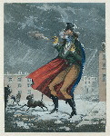 Man smoking cigar in snow storm