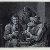 One man drinking, one smoking, one taking snuff