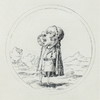 Caricature of man taking snuff