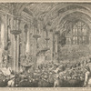 The presentation of the freedom of the city of London to Lords Beaconsfield and Salisbury in the Guild Hall.