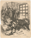 Ay, there's the rub!' 'Take off those stripes, and it will look like a lamb.' [from Harper's Weekly, November 1875]