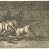 Mariano Ceballos, alias el Indio, mata el toro desde su caballo.