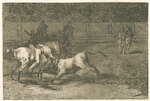 Mariano Ceballos, alias el Indio, mata el toro desde su caballo.