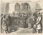 Obsequies of the late James Gordon Bennett : the friends and relatives taking the last look at the remains, in the parlor of his late residence in Fifth Avenue, from Frank Leslie's illustrated newspaper, June 29, 1872.