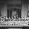 Scene in Venice. Centre: Ernest Cossart (Maffeo), Alfred Lunt (Marco Polo) and Henry Travers (Nicolo).