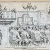 The trial of Jesse Billings, Jr., at Ballston, N.Y. : 1. the court house 2. the accused 3. Officer Wolf, carrying the rubber boots, carbine &c., to the court house 4. scene in the courtroom.