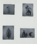 Yudisthira? (top left); Bima (top right); Kayon (bottom left), and the panakawan: Petruk, Gareng and Semar (bottom right)