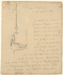 Letter to Frederick Keppel dated July 26, 1886, with a drawing of a hanging oil lamp.