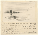 Drawing of a landscape mounted on a fragment of a letter to Frederick Keppel.