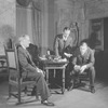 Martin Berkeley as Sherman Maxwell, Leonard Loan (center, standing)as Mullin, and Alfred Lunt as Raphael Lord.