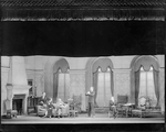 Scene from "Meteor." Set by Raymond Sovey. L to R: Douglass Montgomery (Douglas), Lynn Fontanne (Ann), Edward Emery (Dr. Avery), Alfred Lunt (Raphael), Lawrence Leslie (Curtis).