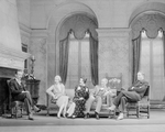 L to R: : Douglass Montgomery (Douglas Carr), Shirley O'Hara (Phyllis Pennell), Lynn Fontanne (Ann Carr), Edward Emery (Dr. Avery), and Alfred Lunt as Raphael Lord.