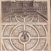 Frans gebouw, met cierlijke parterres, etc.