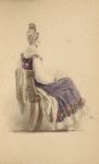 Purple dress with flowers.