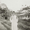 A Gbandi horn - blower blowing ivory trumpet (at Gene, Mano River, Western Liberia).