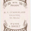 H.V. Cumberland, follower (SKFC) [St. Kilda Football Club].