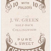 J.W. Green, half-back (CFC) [Collingwood Football Club].