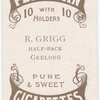 R. Grigg, half-back (GFC) [Geelong Football Club].
