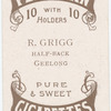 R. Grigg, half-back (GFC) [Geelong Football Club].