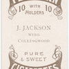 J. Jackson, wing (CFC) [Collingwood Football Club].