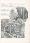 Moving west side wall to widen subway for third track - 135th Street and Broadway; subway through new "Time" building, showing independent construction - the workmen stand on floor girders of subway.