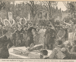 Paris, the obsequies of Blanqui, the French agitator, Louise Michel delivering the funeral oration.