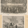 Torch-light procession of General Blenker's division in honor of the new commander-in-chief ; Battle of Bull Run, July 1861 (Gen. Blenker's brigade covering the retreat).